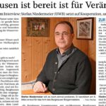 Stefan Niedermeier, Kandidat der UWB Unabhängige Wähler Burghausen im Interview mit der Lokalpresse 